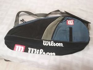 WILSON 3 TENNIS RACKET CARRY BAG WITH SHOULDER STRAP black blue