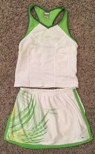 Nike Tennis Outfit 2 pc Womens Small Skirt Skort Tank Top FIT DRY golf Green 101