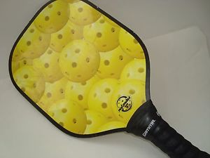 GENTLY USED PICKLEBALL PADDLE YELLOW PICKLEBALLS W400  PICKLE BALL LIGHT THIN
