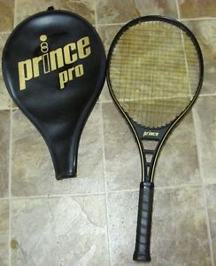 VINTAGE PRINCE PRO 4 1/4 TENNIS RACHET WITH COVER 1979