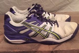 ASICS GEL RESOLUTION 5 WHITE WOMENS TENNIS SHOE White Purple And Green Size 10.5
