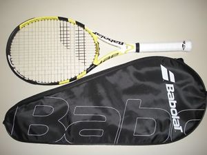 BABOLAT AEROPRO DRIVE PLUS CORTEX MP TENNIS RACQUET 4 1/2  27.5" (NEW STRINGS)