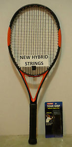 Wilson H Tour Midplus 105 Tennis Racquet Racket 4 1/4 NEW HYBRID STRINGS + GRIP