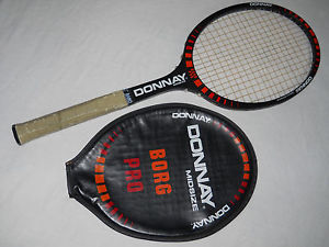 DONNAY BELGIUM BORG PRO MIDSIZE GRAPHITE REINFORCED WOOD TENNIS RACQUET & COVER