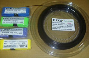 RKEP Ti-70 reel 200m BLACK badminton racket racquet string 0.70mm + 4 grips