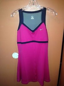 Nike Dri-Fit Fuchsia Navy Border Tennis Dress - Medium