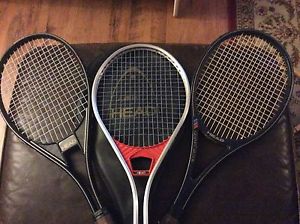 Head Tennis lot of three vintage rackets, graph. Tourney Edge,  Vector, aluminum