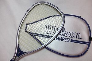 WILSON TEMPEST PLUS RACQUET BALL RACQUET WITH LEATHER HANDLE AND silver COVER