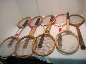 LOT OF 9 VINTAGE WOOD WOODEN TENNIS RACQUETS RACKETS SPALDING WILSON VICTORY +++