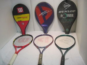 3 OLD TENNIS RACQUETS AND COVERS WILSON DONNAY DUNLOP SPORTING GOODS