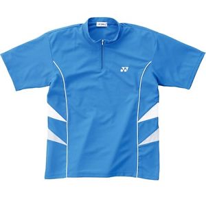 Polo Yonex bleu blanc zippé badminton tennis