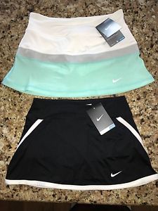 NIKE Girls TENNIS SKIRTS SKORT LOT S/M 8/10/12 2prs! Dri-Fit NWT Black White