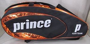 PRINCE EXO3 TOUR TEAM Black Orange 6 Pack Racquet Racket Bag USED