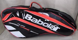BABOLAT PURE STRIKE Black Flouro Red 6 Pack Racquet Racket Bag USED