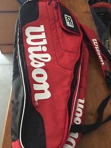 Roger Federer Signature Wilson Red Tennis Bag,  (Holds 6 Racquets)