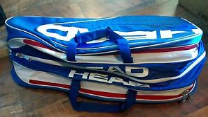 HEAD Tennis 6 Racquet Racket Backpack Bag 29" RED, WHITE, & BLUE Nice used cond.