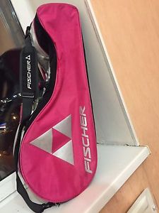 FISCHER TENNIS BAG RACKET BAG PINK BLACK SILVER 3 RACQUET CASE COVER