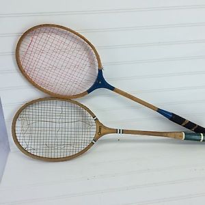 Rare Vintage Badminton Rackets Lot Of 2 Dunbar USA Wood Court USA