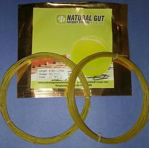 (3) SETS 16G VERSION 2 100% NATURAL GUT TENNIS RACQUET STRING FLOURESCENT COLOR