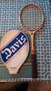 Vintage DAVIS CLASIDEN WOODEN TENNIS RACQUET  W/Cover