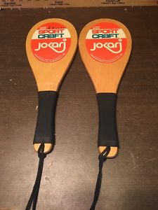 PAIR OF VINTAGE WOOD JOKARI CHAMP MODEL PADDLEBALL RACKET-PADDLES