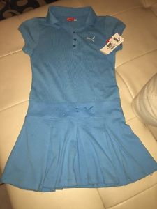 NWT PUMA Girls Short Sleeve Polo Tennis Sport Active Wear Dress M- Free Shipping