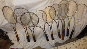 Vintage Metal Tennis Racquets, Lot Of 10 Vintage Condition Various Makers As Pic