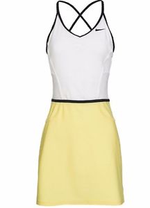 NIKE maria's Womens PRETTY CORSET Tennis Dress ( L ) LARGE 12-14 Yellow white