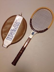 VTG WILSON Wood Tennis Racket & Cover ~ Chris Evert Autograph Light 4 3/8" USA