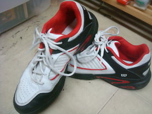 Mens Wilson Pro Staff Tennis Shoe size 9.5, White/Red/Black
