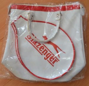 NOS Vintage Slazenger White Red Vinyl Tennis Bag Racket Carry On Travel Tote