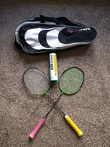 Two Apacs NanoTubes 9990 rackets + FREE Bag + Birdies