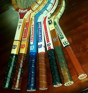 Lot of 7 Vintage WILSON Wood Wooden Tennis Racquets Rackets CONNERS EVERT