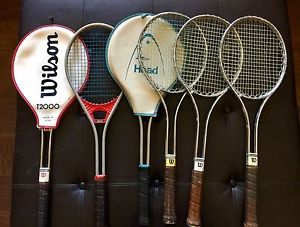 VTG lot 6 wooden tennis racquets Wilson (4) And Head (2)