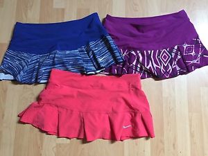 Nike Dri Fit Victory Tennis Skirts Lot Of 3 Women's size large Purple Blue Melon