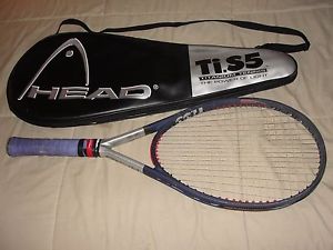 HEAD TiS5 OVERSIZE TITANIUM TENNIS RACKET w/ORIG CASE - VG SHAPE - 4 1/2 - I08