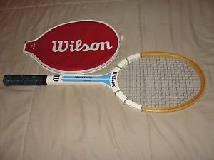 VINTAGE WILSON BILLIE JEAN KING WOOD TENNIS RACKET w/COVER - PRESTIGE - IZV