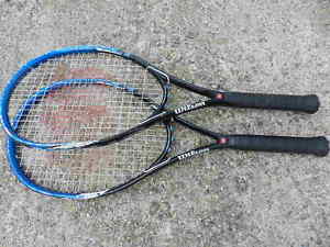 TWO Wilson IMPACT Tennis Racket Volcanic w/Power Bridge 4 1/4 & 4 3/8 Grip USED