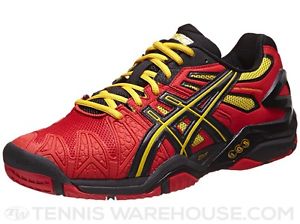 Asics Gel Resolution 5 mens tennis shoe  Red/black/Yellow size 11 1/2
