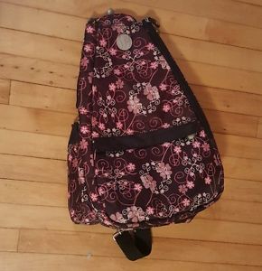 Life Is Tennis Jetpac Backpack Double Racket Holder BrownPink Flowers Floral EUC