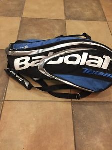 BABOLAT 6 Pack Tennis Bag Blue/Silver/Black Nice Used Condition