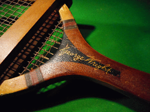 VINTAGE ANTIQUE WOOD TENNIS RACKET 1920's GEORGE WRIGHT signature W/D RACQUET