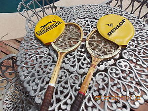 LOT OF 2 DUNLOP AND SLAZENGER WOOD TENNIS RACKETS