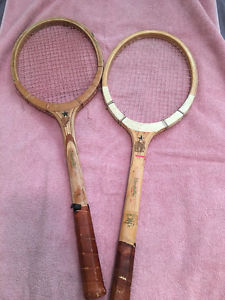 VINTAGE SET of 2) WOOD TENNIS RACQUETS  LAMINATED CONSTRUCTION  --GC