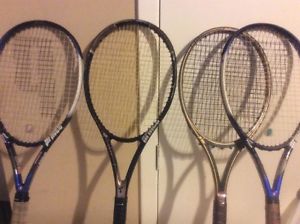 Lot Of 4 Prince Racquets: Prince Triple Threat Stealth,ThunderCloud, Woodie