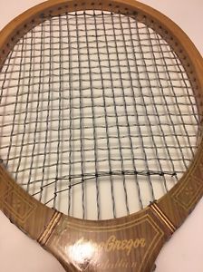 Vintage MacGregor Medallion Wooden Tennis Racquet w Wood Press Nice Original