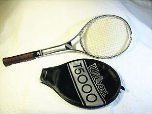 Vintage Wilson T5000 Metal Tennis Racquet 4 3/8 L Grip w Cover Excellent Cond