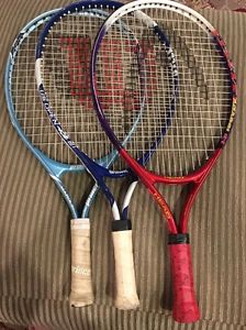 Lot Of 3 Kids Tennis Racquets Head Agassi 21 Wilson Us Open 21 Prince Maria 21