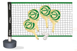 4 Player Pickleball Set Paddles Pickle Balls Net Outdoor Game Fun Wood Tennis