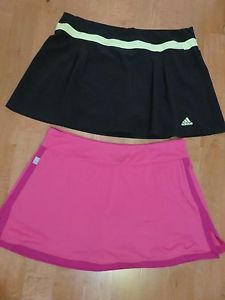 Lot of 2 Tennis Skirt Skort Adidas Climalite Black/Yellow -Nike Pink L Euc